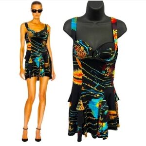 Marciano Back Lace Tie Ruffled Mini Dress Sz XS